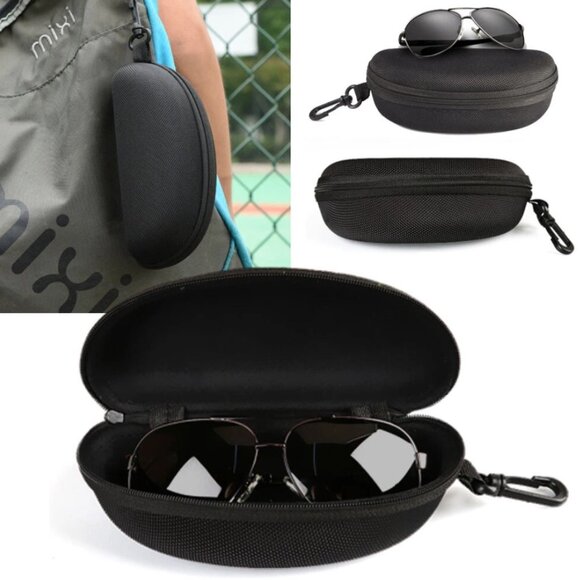 Portable Zipper Sunglasses Carry Box Case Eye Glasses Clam Hard Shell Protector - Picture 2 of 5